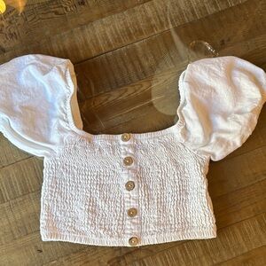 White Puff Sleeve Crop Top